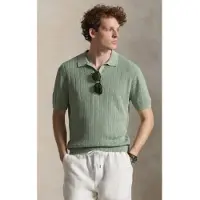 Ralph Lauren für Herren. 710A12994005 Pullover aus Leinen mit offenem Kragen grün (XL), Lässig, Kurzarm
