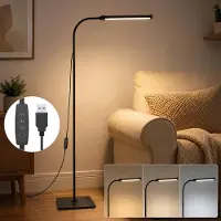 Lapamax Stehlampe Dimmbare LED Stehleuchte für Wohnzimmer 140cm Höhenverstellbar Leselampe Stehend Flexiblem Schwanenhals Standlicht Ecke Nachttischlampe USB