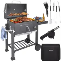Kaminer Gartengrill mit Deckel 116x70x110cm
