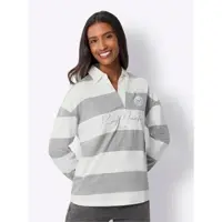 HEINE Poloshirt in grau-ecru-bedruckt | Gr.: 42