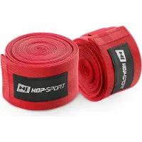 Hop-Sport Boxbandagen aus Baumwolle, 4 m & rot, Bandagen - Boxen und Krafttraining, mit Klettverschluss, für verschiedene Kampfsportarten