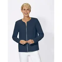 Witt Jerseyblazer "Jersey-Blazer Shirtblazer in Ripp-Optik", Damen, Gr. 52, blau (marine), Jersey, , Sportlich, Rundhals, Blazer Jerseyblazer