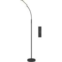 Fortuna Lai LED Stehlampe Dimmbar Stehleuchte mit Fernbedienung & Touch-Steuerung, Wohnzimmer Standleuchte mit 360° verstellbarer Schwanenhals, 1-Stunden-Timer, Memory-Funktion Schwarz
