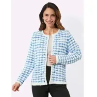Witt Weiden Cardigan, Damen, Gr. 36, ecru, rauchblau, meliert, 50% Polyester, 50% Polyacryl, gemustert, mehrfarbig, meliert, Strickjacken Cardigan