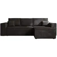 GRAINGOLD 4-Sitzer Ecksofa Prato XL - gepolstertes Ecksofa L mit Schlaffunktion und Bettkasten - Schwarz (Top 100)