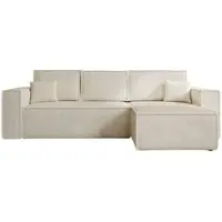GRAINGOLD 4-Sitzer Ecksofa Prato XL - gepolstertes Ecksofa L mit Schlaffunktion und Bettkasten - Beige (Top 02)