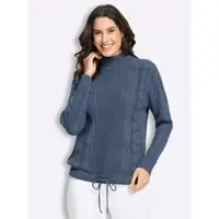 Inspirationen Stehkragenpullover "Stehkragen-Pullover", Damen, Gr. 42, rauchblau, 100% Baumwolle, unifarben, Pullover Stehkragenpullover