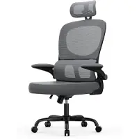 Zaisze Ergonomischer Bürostuhl mit Verstellbarer Kopfstütze und Armlehnen, Rückenlehne verstellbar 120°, selbstanpassender Lordosenstütze, Dunkelschwarz