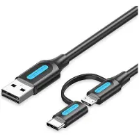 Vention Kabel 2in1 USB 2.0 auf USB-C/Micro USB CQDBF 1m (schwarz)