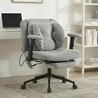 Kein Hersteller Homeoffice-Stuhl, drehbar, höhenverstellbar, Fußstütze, 150 kg, Armlehnen, Rollen-Grey