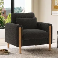 OKWISH Armlehnenstuhl Relaxsessel mit Weicher Polsterung,Bequemer Loungesessel mit Dickem Kissen,Grau