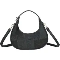 Gallantry Paris Gallantry, Damen-Hobotasche aus Patchwork-Denim mit Schultergurt, Schwarz