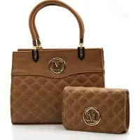 Sonderpostendiscount Damenhandtasche mit zusätzlicher Clutches verschiedene Farben 90060 - Braun Farbe: Braun