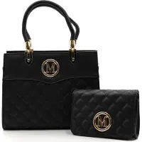 Sonderpostendiscount Damenhandtasche mit zusätzlicher Clutches verschiedene Farben 90060 - Schwarz Farbe: Schwarz