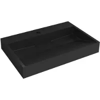 CERANO - Waschtisch aus Gussmarmor Vita – für Wandmontage oder Aufsatz – mit Armaturenlöchern – schwarz, matt – 60x37 cm