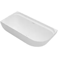 CERANO - Freistehende Badewanne aus Verbundmarmor, Modell Valeria, linke Ausführung - weiß, matt - 170x82 cm