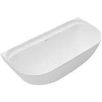 CERANO - Freistehende Badewanne aus Verbundmarmor, wandhängend - weiß, matt - 150x80 cm