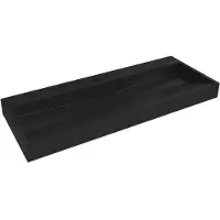 CERANO - Waschtisch aus Gussmarmor Vita – für Wandmontage oder Aufsatz – mit Armaturenlöchern – schwarz, matt – 100x46 cm