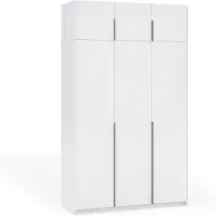 Margaret Hadas24 Kleiderschrank APOLLONIA I ohne Spiegel, Drehtürenschrank, moderner, Schrank, viel Stauraum150 x 250cm (weiß, schwarze Griffe)