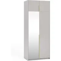 Margaret Hadas24 Kleiderschrank APOLLONIA I mit Spiegel, Drehtürenschrank, moderner, Schrank, viel Stauraum100 x 250cm (kaschmir, goldene Griffe)