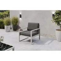 Margaret Hadas24 Gartensessel Outdoor Madera Lounge Sessel Gartenstuhl Terrasse Balkon wetterfest Metall Sitzbank mit Lehne, kaschmir, dunkelgrau