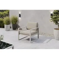 Margaret Hadas24 Gartensessel Outdoor Madera Lounge Sessel Gartenstuhl Terrasse Balkon wetterfest Metall Sitzbank mit Lehne, kaschmir, ecru