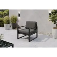Margaret Hadas24 Gartensessel Outdoor Madera Lounge Sessel Gartenstuhl Terrasse Balkon wetterfest Metall Sitzbank mit Lehne, schwarz, dunkelgrau