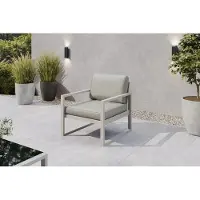 Margaret Hadas24 Gartensessel Outdoor Madera Lounge Sessel Gartenstuhl Terrasse Balkon wetterfest Metall Sitzbank mit Lehne, kaschmir, beige