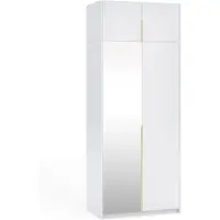 Margaret Hadas24 Kleiderschrank APOLLONIA I mit Spiegel, Drehtürenschrank, moderner, Schrank, viel Stauraum100 x 250cm (weiß, goldene Griffe)