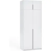 Margaret Hadas24 Kleiderschrank APOLLONIA I ohne Spiegel, Drehtürenschrank, moderner, Schrank, viel Stauraum100 x 250cm (weiß, schwarze Griffe)