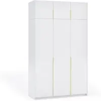 Margaret Hadas24 Kleiderschrank APOLLONIA I ohne Spiegel, Drehtürenschrank, moderner, Schrank, viel Stauraum150 x 250cm (weiß, goldene Griffe)