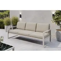 Margaret Hadas24 Gartensofa 3 Sitzer Outdoor Madera Lounge Couch Terrasse wetterfest Balkonmöbel Sitzbank mit Lehne, Gartenmöbel kaschmir, ecru