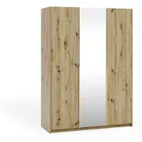 Margaret Hadas24 Kleiderschrank APOLLONIA mit Spiegel, Drehtürenschrank, moderner, Schrank, viel Stauraum150 x 204cm (artisan, goldene Griffe)
