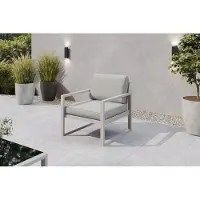 Margaret Hadas24 Gartensessel Outdoor Madera Lounge Sessel Gartenstuhl Terrasse Balkon wetterfest Metall Sitzbank mit Lehne, kaschmir, hellgrau