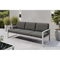 Margaret Hadas24 Gartensofa 3 Sitzer Outdoor Madera Lounge Couch Terrasse wetterfest Balkonmöbel Sitzbank mit Lehne, Gartenmöbel kaschmir, dunkelgrau