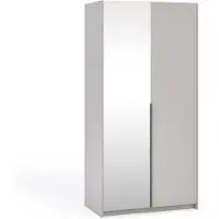 Margaret Hadas24 Kleiderschrank APOLLONIA mit Spiegel, Drehtürenschrank, moderner, Schrank, viel Stauraum100 x 204cm (kaschmir, schwarze Griffe)