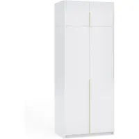 Margaret Hadas24 Kleiderschrank APOLLONIA I ohne Spiegel, Drehtürenschrank, moderner, Schrank, viel Stauraum100 x 250cm (weiß, goldene Griffe)