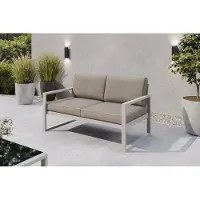 Margaret Hadas24 Gartensofa 2 Sitzer Outdoor Madera Lounge Couch Terrasse wetterfest Balkonmöbel Sitzbank mit Lehne, Gartenmöbel kaschmir, graubeige