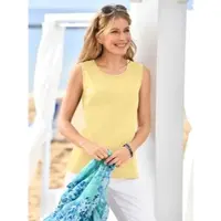 Casual Looks 1100000002199 , Damen, Gr. 54, gelb (zartgelb), 100% Baumwolle, unifarben, Rundhals, Tops 1100000002199