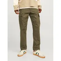 Jack & Jones Cargohose "JPSTKANE BARKLEY CARGO PANT NOOS", Herren, Gr. 34, Länge 30, grün (olive night), Web, Obermaterial: 100% Baumwolle, unifarben, relaxed fit knöchellang, Hosen Cargohose