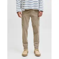 Jack & Jones Cargohose "JPSTACE ARTHUR DOBBY CARGO SN", Herren, Gr. 29, Länge 32, beige (brindle), Web, Obermaterial: 97% Baumwolle, 3% Elasthan, unifarben, regular fit normal, Hosen Cargohose