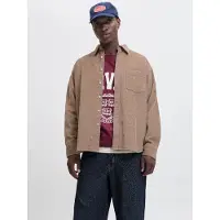Jack & Jones Langarmhemd "JORINWOOD OVERSIZED CORD SHIRT LS", Herren, Gr. XXL, N-Gr, grau (mocha meringue), Web, Obermaterial: 100% Baumwolle, unifarben, relaxed fit normal, Hemden Langarmhemd