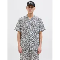Jack & Jones Hemd in Grau/ Weiß - XXL