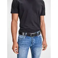 Jack & Jones Ledergürtel "JACPAUL LEATHER BELT NOOS", Herren, Gr. 85, schwarz, Leder, unifarben, Gürtel Ledergürtel