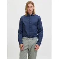 Jack & Jones Langarmhemd "JPRBLAPARKER DETAIL L/S SHIRT NOOS", Herren, Gr. M, N-Gr, schwarz (schwarz iris), Web, Obermaterial: 100% Baumwolle, unifarben, slim fit normal, Hemden Langarmhemd