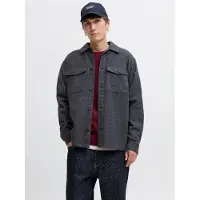 Jack & Jones Langarmhemd "JJEPERFECT MELANGE OVERSHIRT LS SN", Herren, Gr. S, N-Gr, grau (dunkelgrau melange), Web, Obermaterial: 100% Baumwolle, meliert, relaxed fit, Hemden Langarmhemd