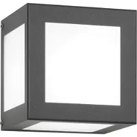 CMD 61 Wandleuchte aus Edelstahl anthrazit Opalglas IP44 16x16cm quadratisch