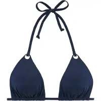 s.Oliver Triangel-Bikini-Top "Beverly", Damen, Gr. 44, Cup C/D, blau (marine), Recycling-Polyamid, unifarben, Bikini-Oberteile Triangel-Bikini-Top, mit kontrastfarbigen Zierringen