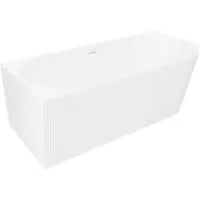 Mexen Silo freistehende Eckbadewanne links geriffelt 150 x 75 cm, weiß, Überlauf weiß - 52891507500L-20