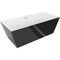 Mexen Lita freistehende Badewanne 170 x 75 cm, weiß/schwarz, Überlauf gold gebürstet - 52121707575-55